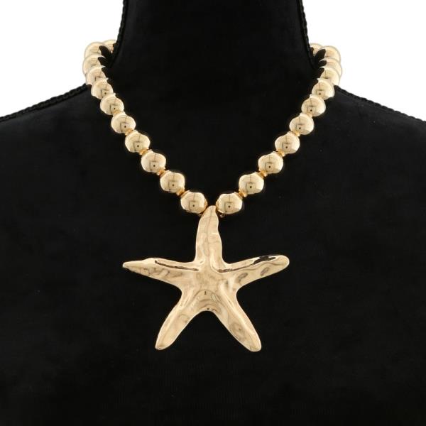 SDJ STARFISH PENDANT BALL BEAD NECKLACE