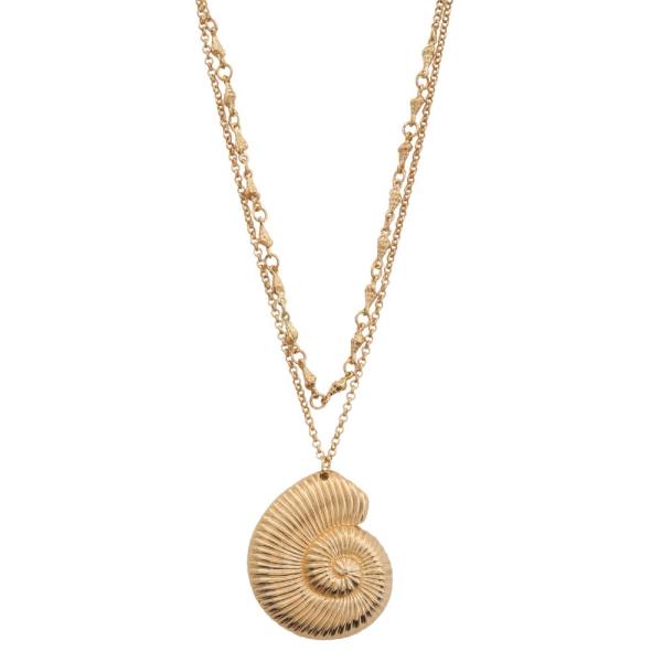 SDJ SEASHELL LAYERED METAL NECKLACE