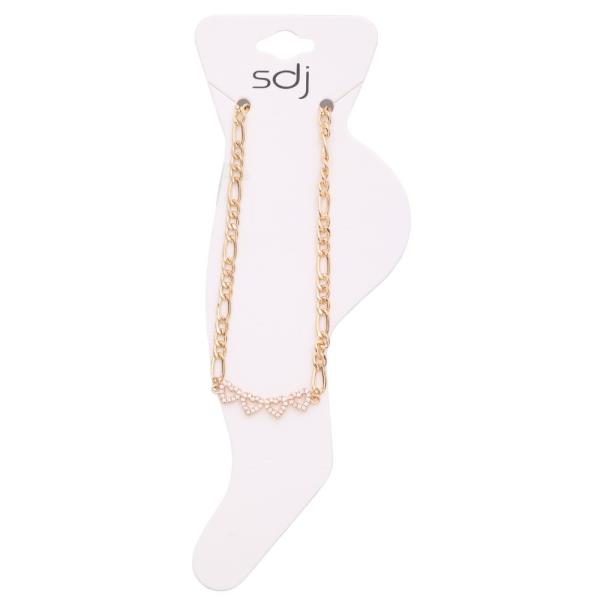 SDJ HEART LINK RHINESTONE METAL ANKLET