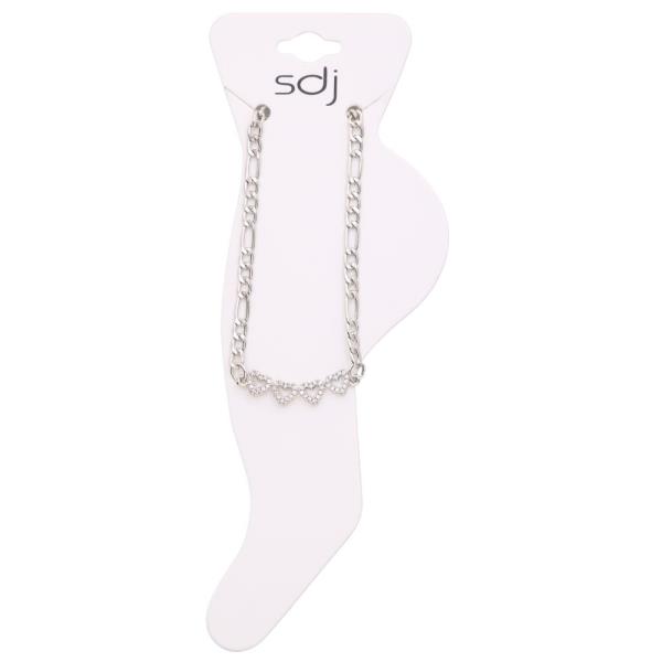 SDJ HEART LINK RHINESTONE METAL ANKLET