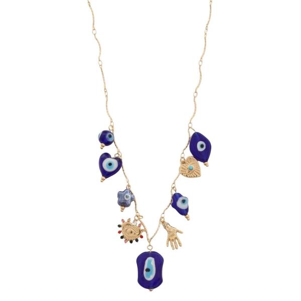 EVIL EYE MULTI CHARM NECKLACE