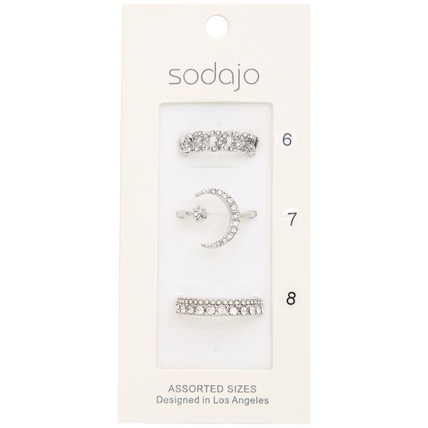 SODAJO METAL RHINESTONE MULTI RING SET