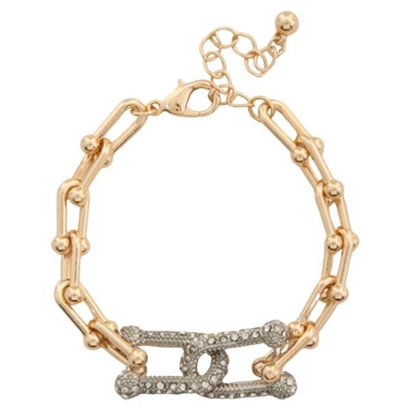 RHINESTONE LINK PENDANT CHAIN BRACELET