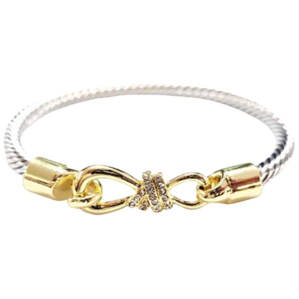 TWO TONE INFINITY LOCKER BANGLE BRACELET