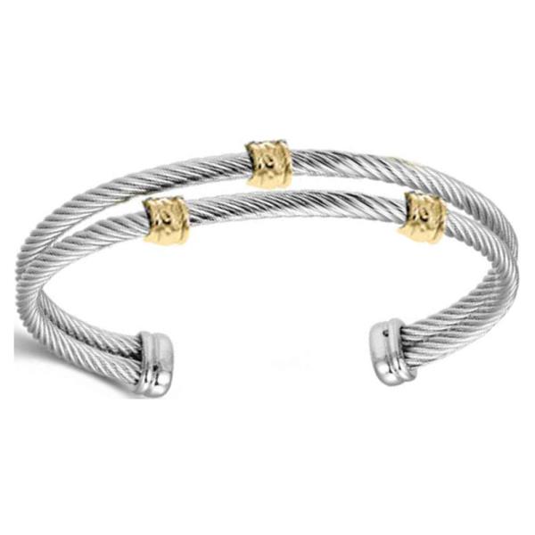 TWO TONE HAMMER DUO CUFF BRACELET