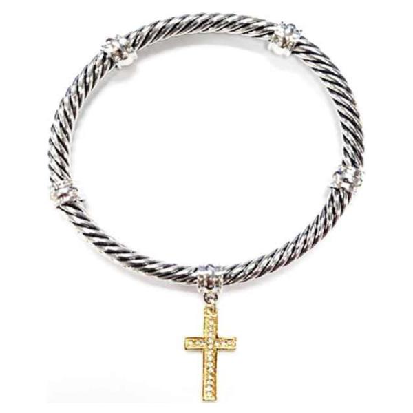 CROSS CHARM STRETCH BANGLE BRACELET