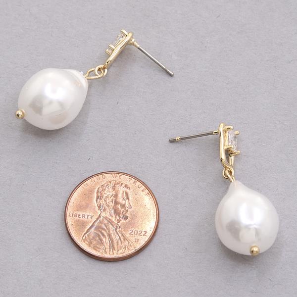 SODAJO GOLD DIPPED CZ PEARL DROP EARRING