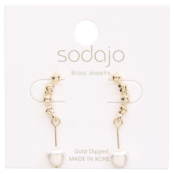 SODAJO GOLD DIPPED STAR PEARL EARRING