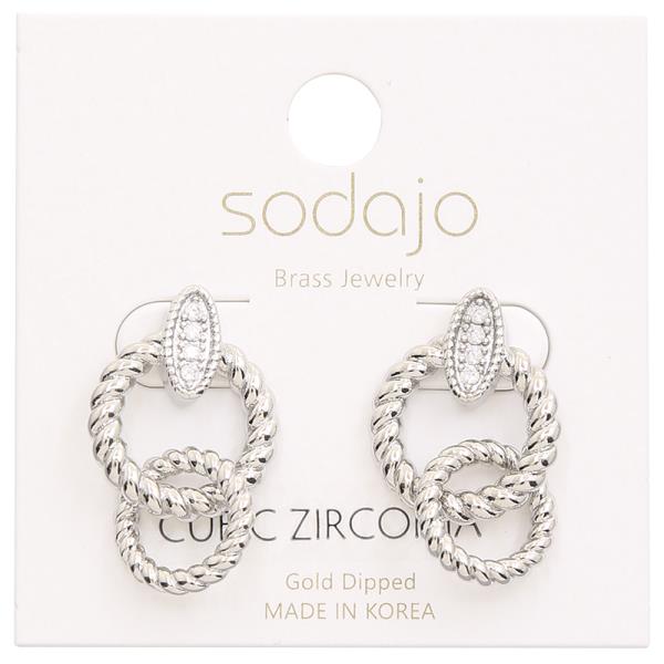 SODAJO GOLD DIPPED CZ STONE DOUBLE ROUND LINK EARRING