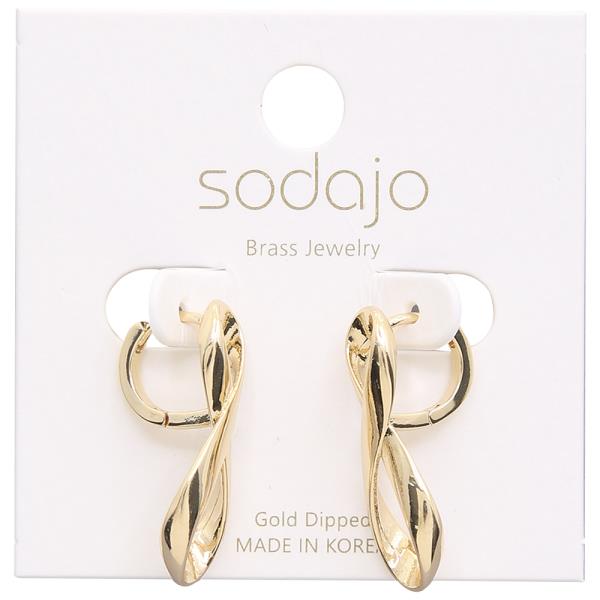 SODAJO GOLD DIPPED TWIST HUGGIE HOOP EARRING