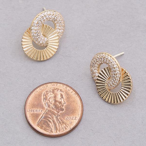 SODAJO GOLD DIPPED CZ STONE DOUBLE ROUND LINK EARRING