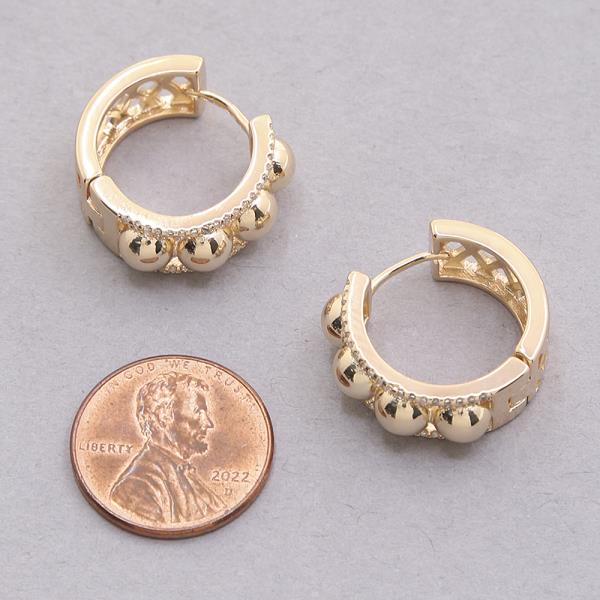 SODAJO GOLD DIPPED CZ ORNATE OPEN HOOP EARRING