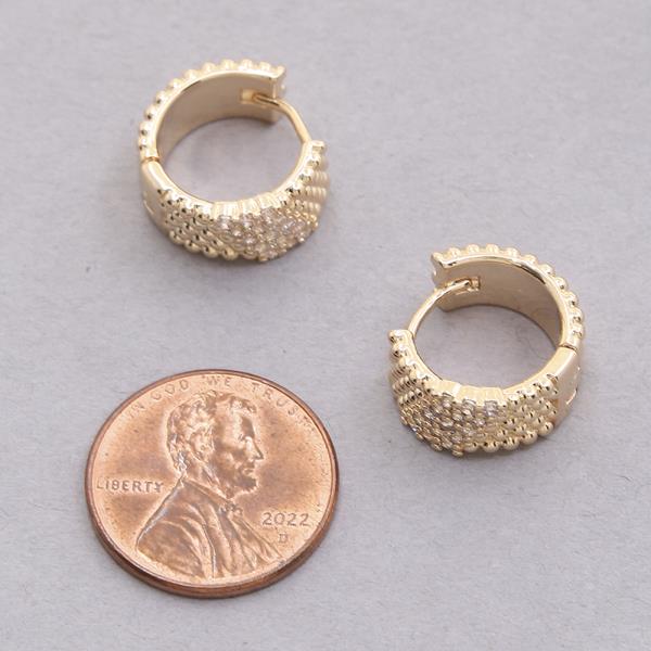 SODAJO GOLD DIPPED CZ TEXTURED HUGGIE EARRING