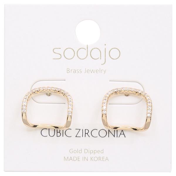 SODAJO GOLD DIPPED CZ ROUND POST EARRING