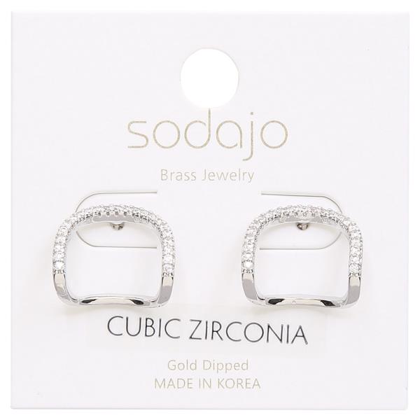 SODAJO GOLD DIPPED CZ ROUND POST EARRING