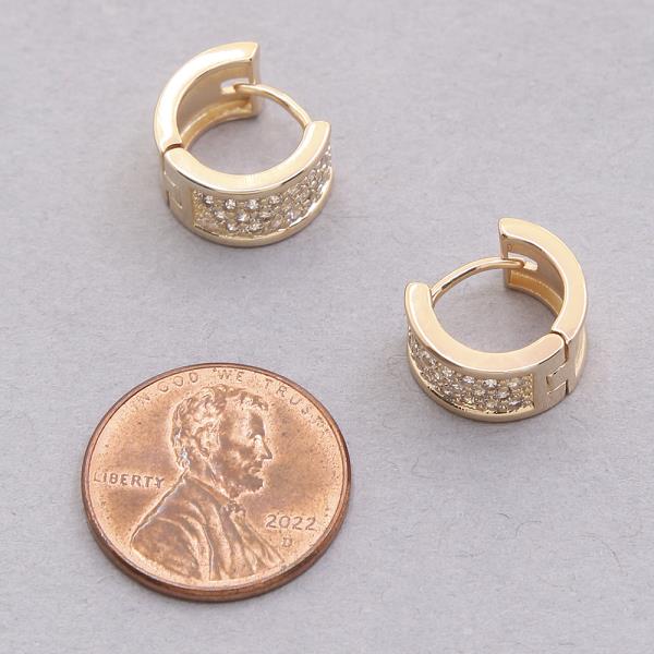 SODAJO GOLD DIPPED CZ TEXTURED HUGGIE EARRING