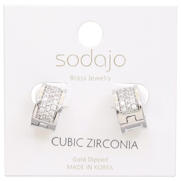 SODAJO GOLD DIPPED CZ TEXTURED HUGGIE EARRING