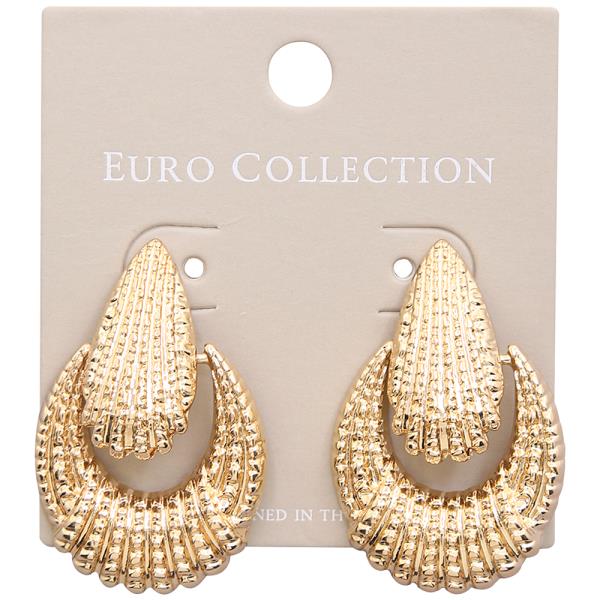 TEXTURED METAL TEARDROP OVAL POST EARRING
