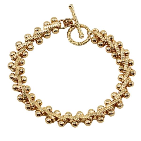 METAL BALL CHAIN TOGGLE CLASP BRACELET