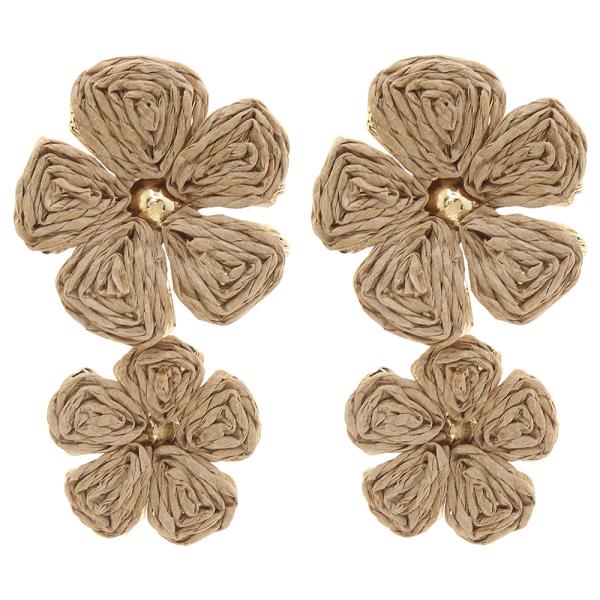 FLOWER RAFFIA DANGLE EARRING
