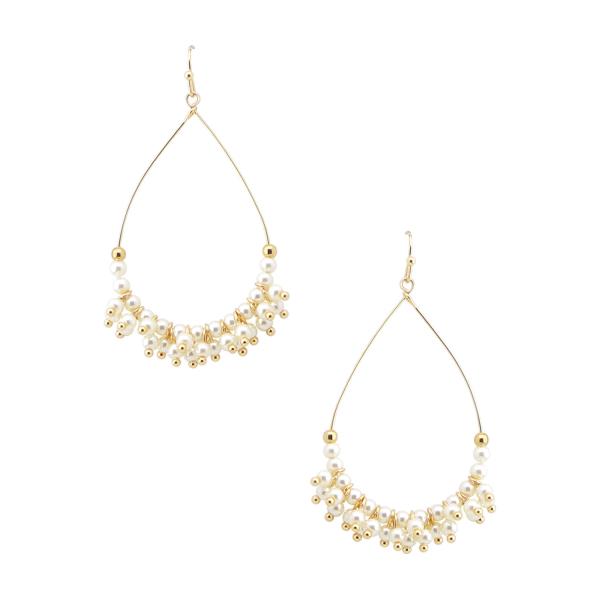 PEARL BEAD TEARDROP DANGLE EARRING