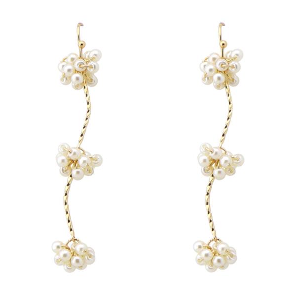 PEARL TRIPLE FLOWER DROP EARRING