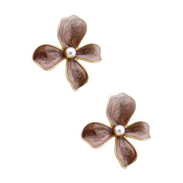 FLOWER PEARL BEAD EARRING