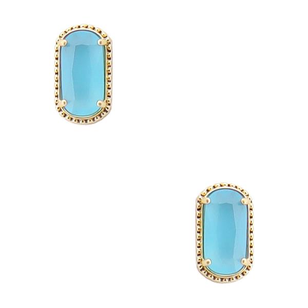 GOLD FRAME OVAL RESIN STONE STUD EARRING