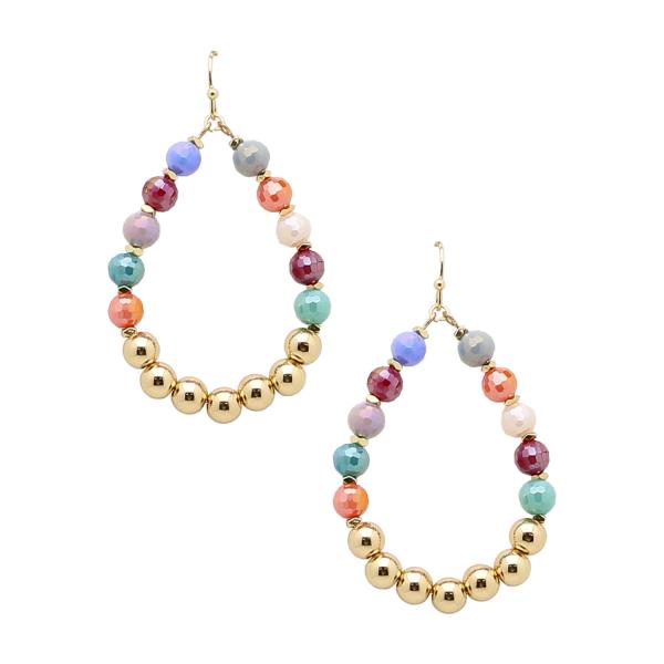 COLORFUL BEADED TEARDROP DANGLE EARRING