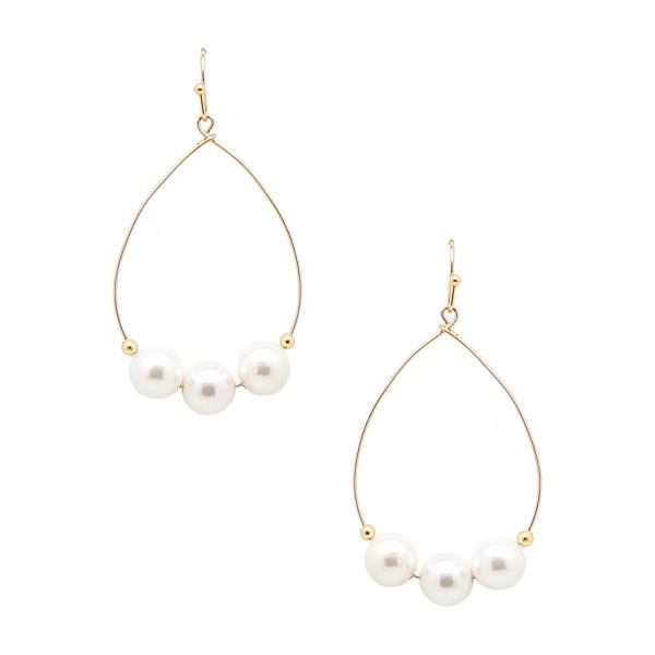 PEARL BEAD TEARDROP DANGLE EARRING