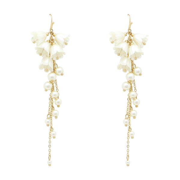 FLOWER PEARL DROP EARRING