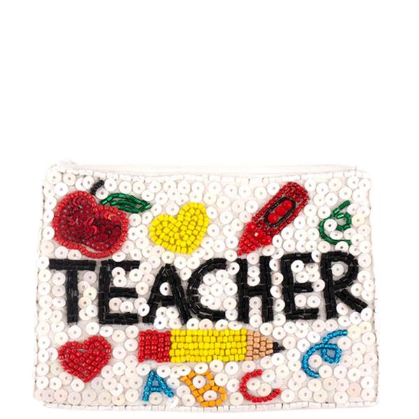 TEACHER SEED BEAD SEQUIN COIN BAG
