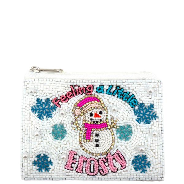 FEELING A LITTLE FROSTY SEED BEAD COIN BAG