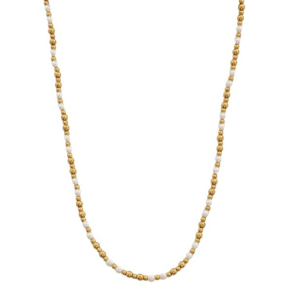 PEARL METAL BEAD NECKLACE