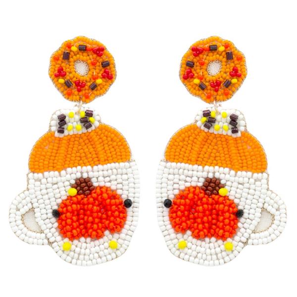 PUMPKIN SEED BEAD DANGLE EARRING