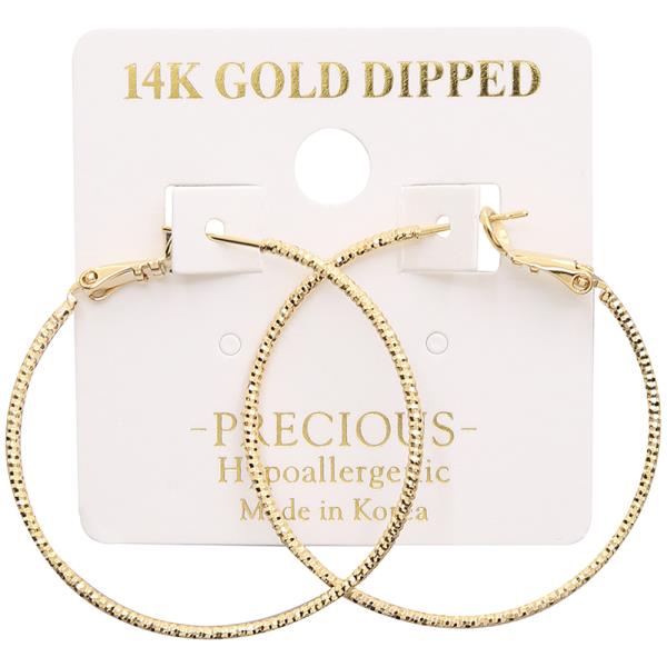 14K GOLD DIPPED TEXTURED METAL HOOP EARRING