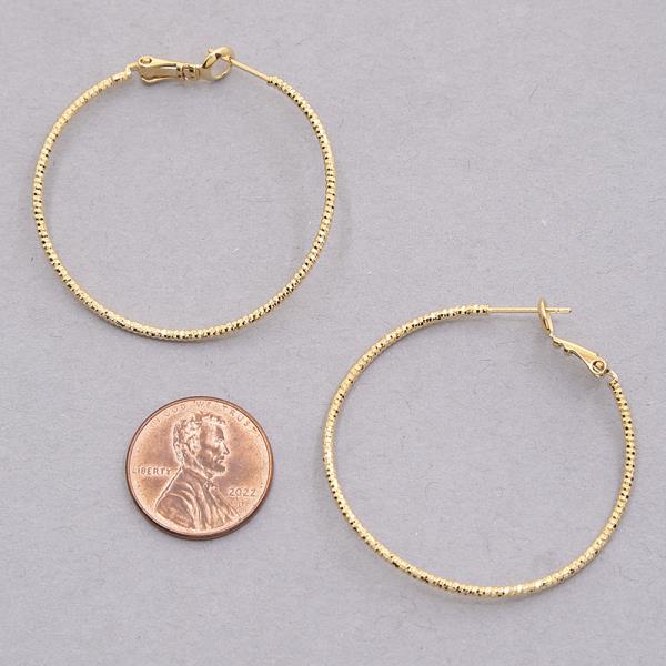 14K GOLD DIPPED TEXTURED METAL HOOP EARRING