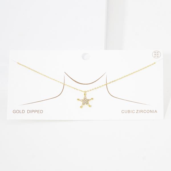 GOLD DIPPED CZ STAR PENDANT NECKLACE