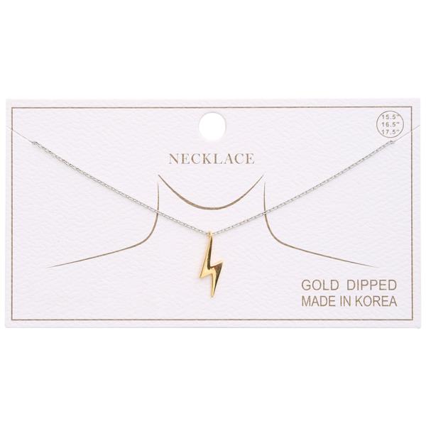 TWO TONE GOLD DIPPED LIGHTNING PENDANT NECKLACE