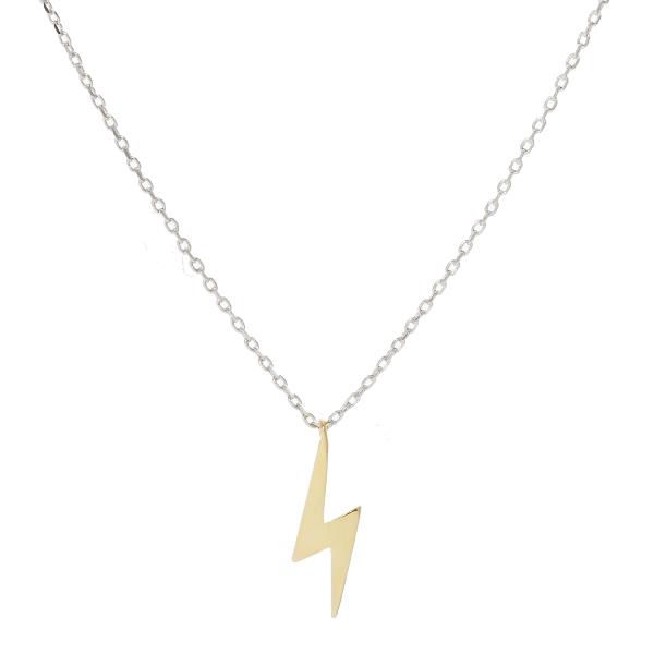 TWO TONE GOLD DIPPED LIGHTNING PENDANT NECKLACE