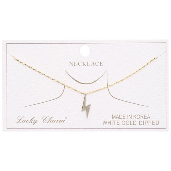 TWO TONE GOLD DIPPED LIGHTNING PENDANT NECKLACE