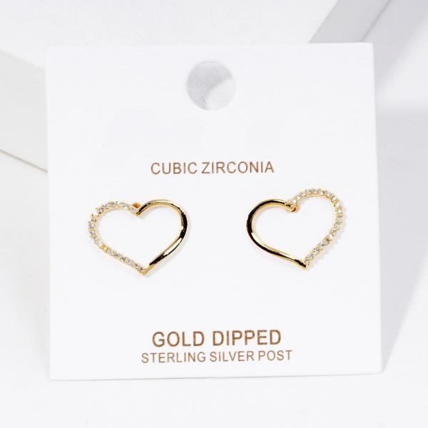 GOLD DIPPED CZ HEART POST EARRING