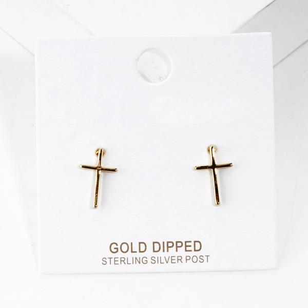 GOLD DIPPED CROSS POST EARRING