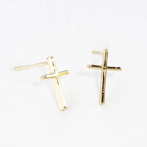 GOLD DIPPED CROSS POST EARRING