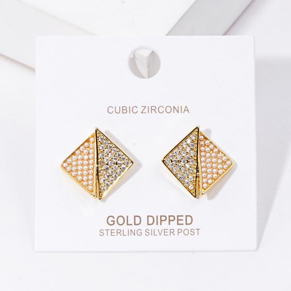 GOLD DIPPED CZ DIAMOND POST EARRING