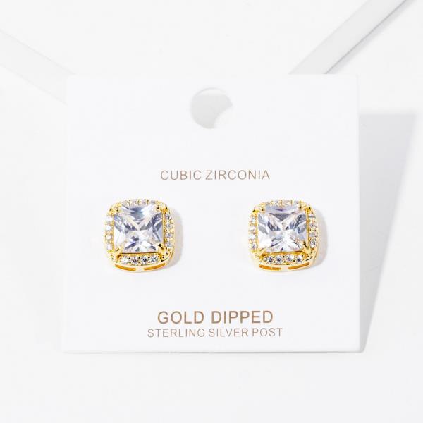 GOLD DIPPED CZ POST EARRING