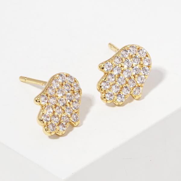 GOLD DIPPED CZ HAMSA POST EARRING