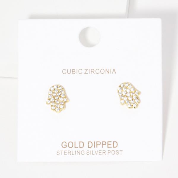 GOLD DIPPED CZ HAMSA POST EARRING