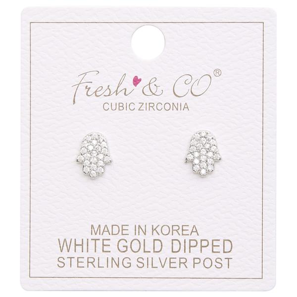 GOLD DIPPED CZ HAMSA POST EARRING