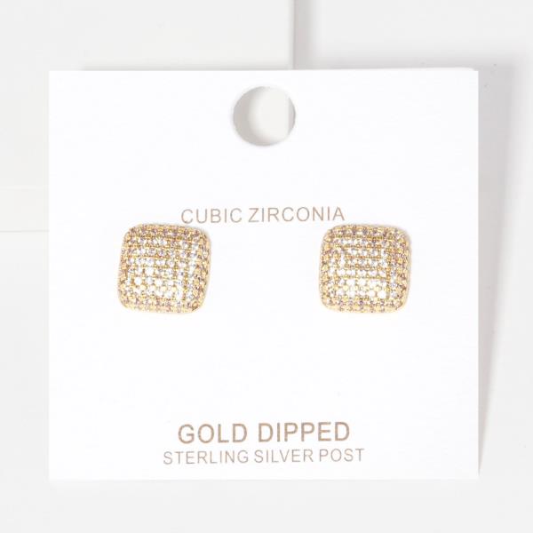 GOLD DIPPED CZ SQUARE POST EARRING